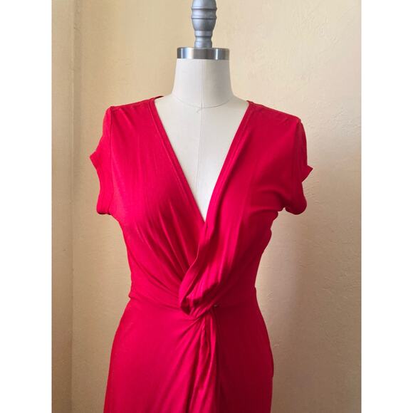 Rolla Coster Women's Midi Dress Size M Red Front Twist Slit - Picture 4 of 6
